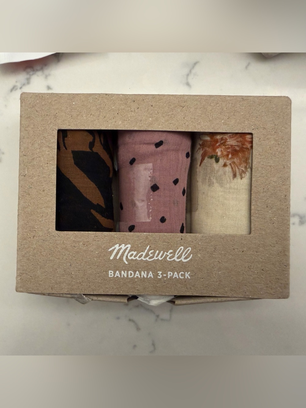 Madewell Scarf Bandana 3-Pack — Pink, Brown, Cream Floral
